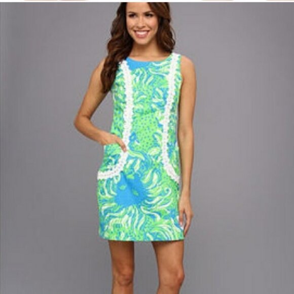 Lilly Pulitzer Blue and Green Mini Dress - Picture 1 of 10